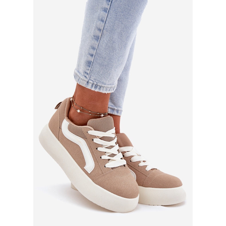 Inna Frauen -Sneaker auf der Khaki -Plattform beige 1