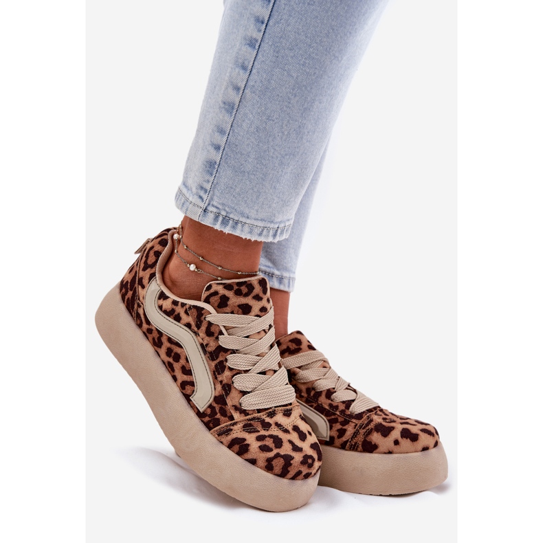 Inna Damen-Plateau-Sneaker Leopard beige 1