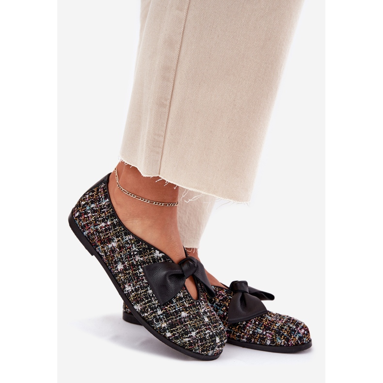 Leder -Ballerinas mit Laura Messi 2921 Schwarzer Bogen 1