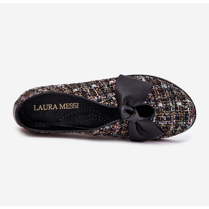 Leder -Ballerinas mit Laura Messi 2921 Schwarzer Bogen 2