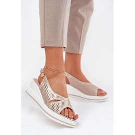 S.Barski Frauen Ledersandalen S. Barski LR51-660 Openwork Golden 2