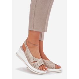 S.Barski Frauen Ledersandalen S. Barski LR51-660 Openwork Golden 1