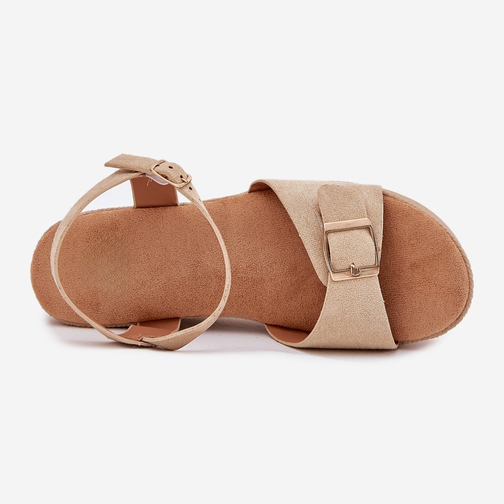 Inna Frauensandalen auf Keil mit Khaki -Schnalle beige 2