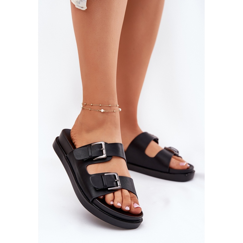 EVento Damenschuhe mit goldenen Schnallen schwarze Schnallen 2