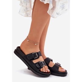 EVento Damenschuhe mit goldenen Schnallen schwarze Schnallen 1