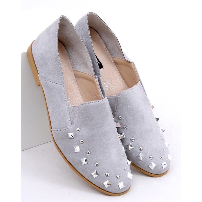 Graue Loafer Lordsy mit Nieten 1415 Grau 1