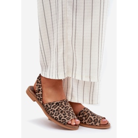 Zazoo 40327 Lederschlupf -Sandalen Leopard braun 1