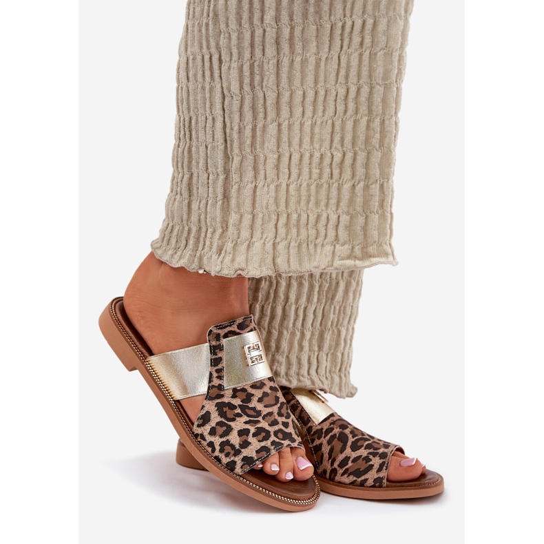 Zazoo Elegante flache Flops -Leder -Hoch -Leder -Leder -Flip -Flops braun 1