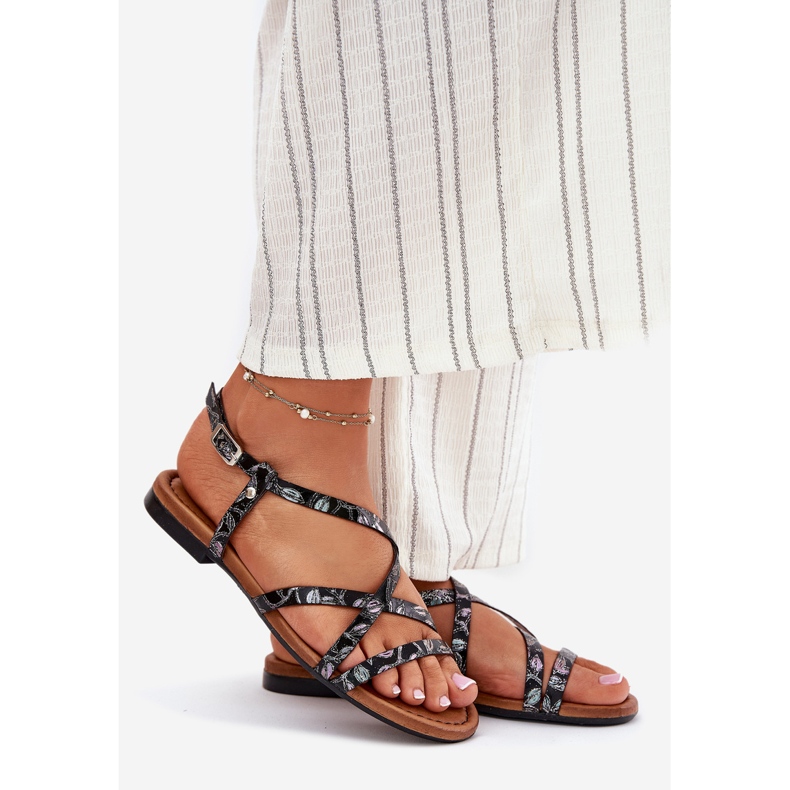 Flache Leder Frauen Sandalen Maciejka 06635-05 Schwarz 1