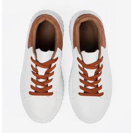 Shelvt Weiße Sneaker brauner Einsätze für Frauen 4