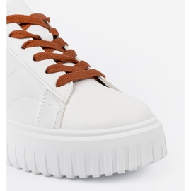 Shelvt Weiße Sneaker brauner Einsätze für Frauen 2