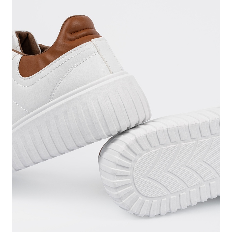 Shelvt Weiße Sneaker brauner Einsätze für Frauen 1