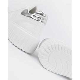 Shelvt Weiße Frauen -Turnschuhe mit silbernen Einsätzen silber- 1