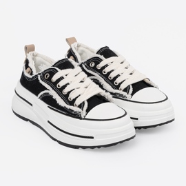 Shelvt Schwarze Frauen -Turnschuhe mit weißen Einsätzen 3