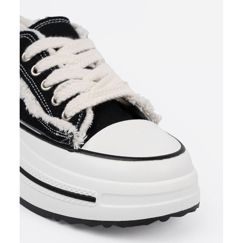 Shelvt Schwarze Frauen -Turnschuhe mit weißen Einsätzen 1