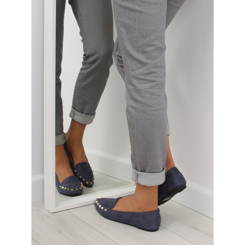 Damen-Slipper mit marineblauen 1388 Navy-Nieten 1