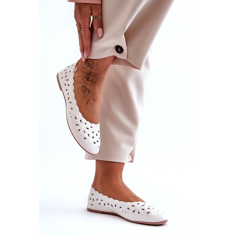 Evento Durchbrochene, glänzende Ballerina für Damen in Weiß, Visionär 2