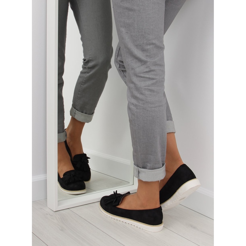 Schwarz Damen-Loafer mit Fransen 7214 Schwarz 1