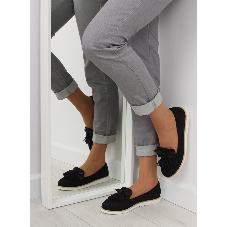 Schwarz Damen-Loafer mit Fransen 7214 Schwarz 2