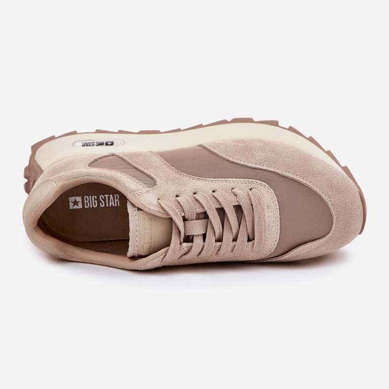 Wildleder -Turnschuhe auf der Big Star der Frauen RR274897 Frauenplattform beige 2