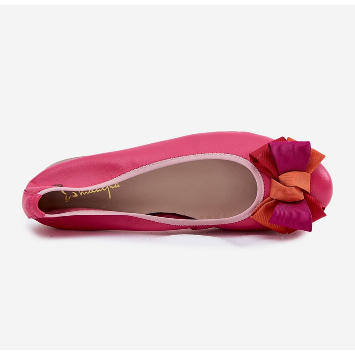 Leder-Ballerinas mit einem Bogen Maciejka P6801-15 Fuchsja rosa 2