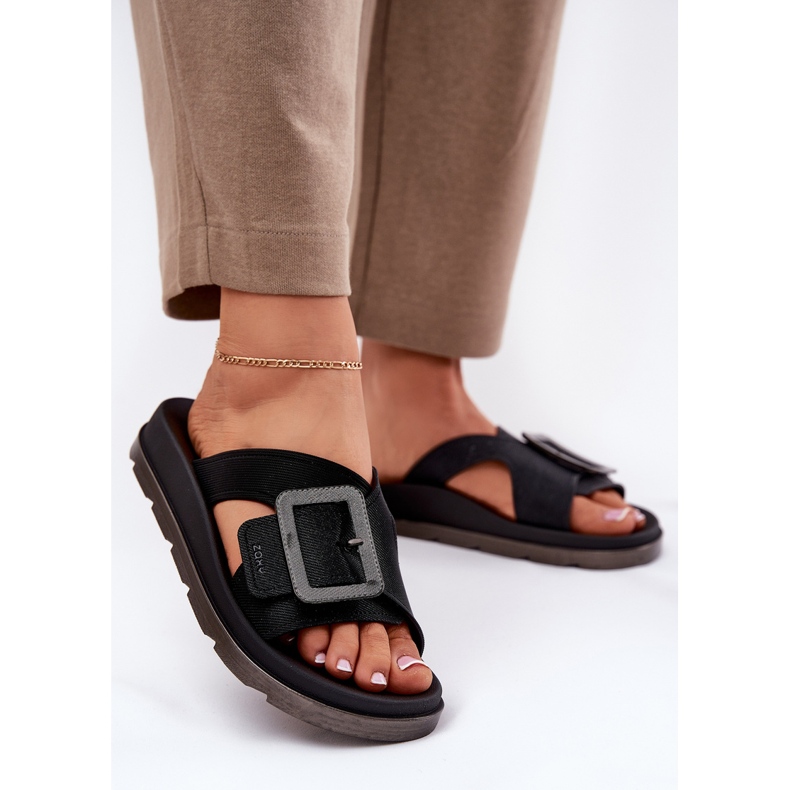 Duftende Frauenflip -Flops mit einer dekorativen Schnalle Zaxy RR285078 Schwarz 2