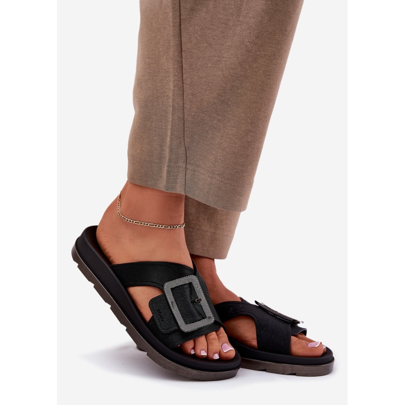 Duftende Frauenflip -Flops mit einer dekorativen Schnalle Zaxy RR285078 Schwarz 1