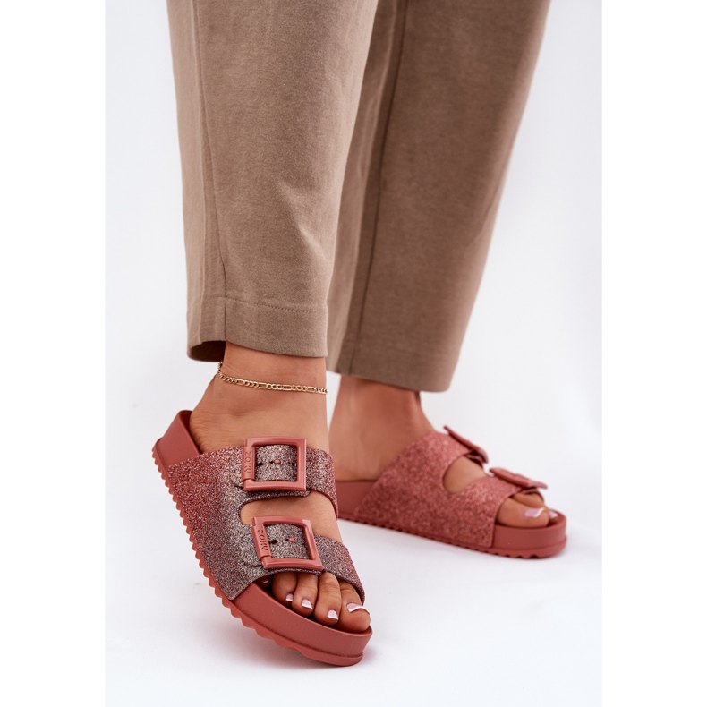Duftende Frauenflip -Flops mit Glitzer und Schnallen Zaxy RR285025 Dirty Pink rosa 2