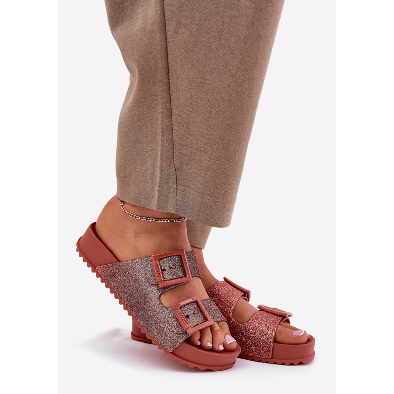 Duftende Frauenflip -Flops mit Glitzer und Schnallen Zaxy RR285025 Dirty Pink rosa 1