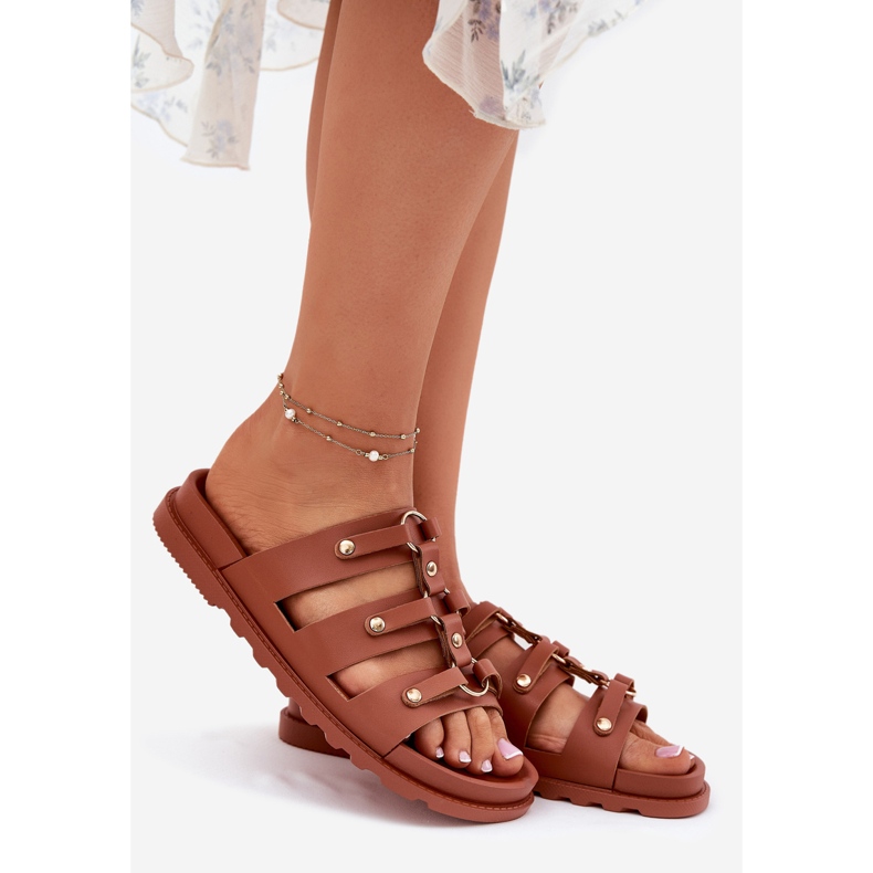 Inna Damenschuhe mit Kamelstreifen braun 1