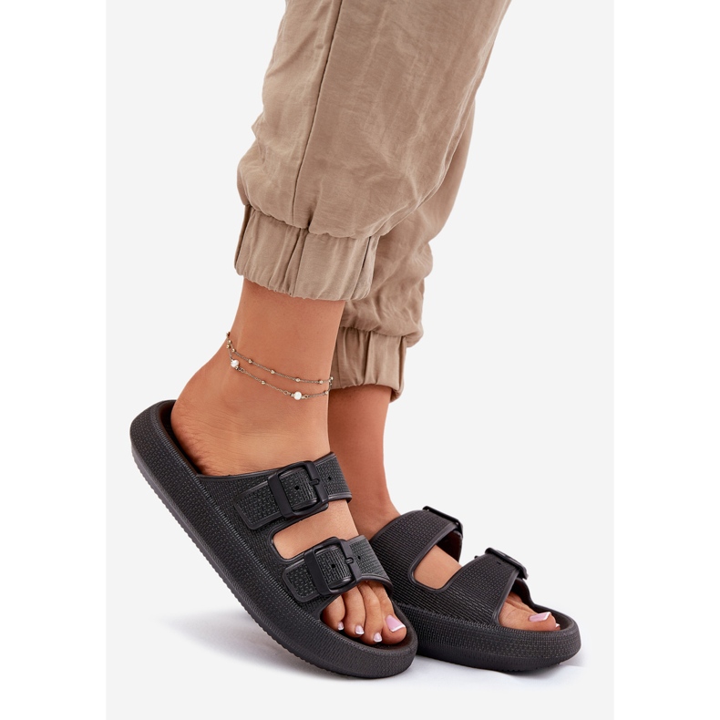 Inna Damenflip flops auf der Plattform mit schwarzen Schnallen 1