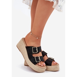 Inna Damenflip flops mit Keil mit Geflecht und schwarzen Klemmen 1