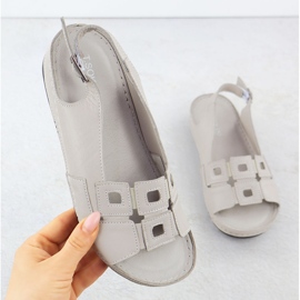 Leder Frauen bequeme Sandalen für graue Keile T.Sokolski L25-178 1