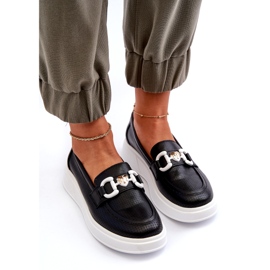 S.Barski Damenleder -Laibers auf Platforma Czarne S. Barski LR720 mit einer Verzierung schwarz 3