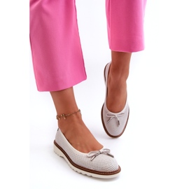 Durchbrochene Ballerinas für Damen aus Naturleder Maciejka P6509-11 Weiß 2