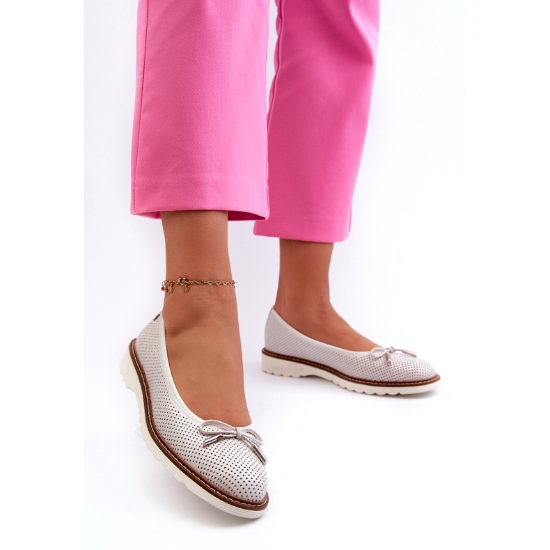 Durchbrochene Ballerinas für Damen aus Naturleder Maciejka P6509-11 Weiß 1