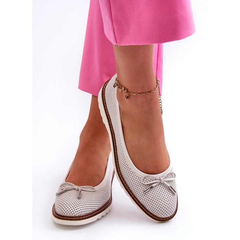 Durchbrochene Ballerinas für Damen aus Naturleder Maciejka P6509-11 Weiß 4