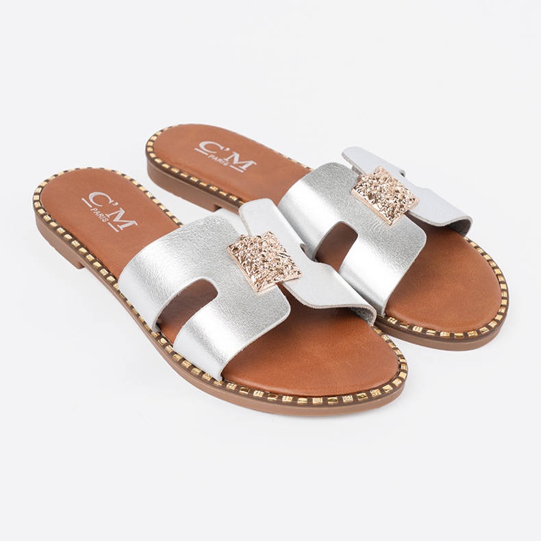 Inna Silbermetallic Damen Pantoffeln 1