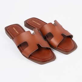 Sergio Leone Braune Flip -Flops mit einem quadratischen Zeh 1