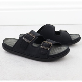 Bequeme Herrenhausschuhe aus Leder mit Schnallen schwarz T.Sokolski Fs M01 2