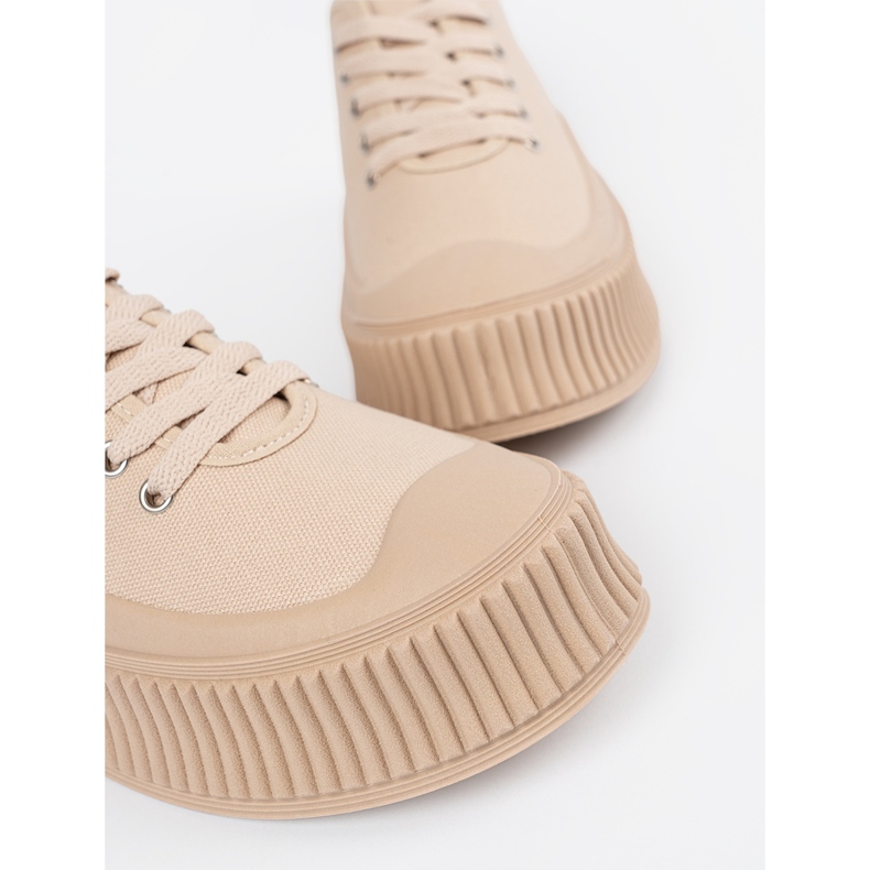 Damen-Plateau-Sneaker zum Schnüren, beige 1