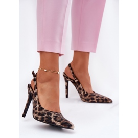 Inna Dekorierte Sandalen auf einem Pin Beige und schwarzen Leopardendruck 2