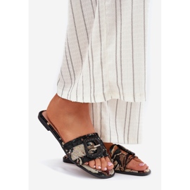 Inna Flat -Frauen -Flip -Flops mit einer dekorativen schwarzen Schnalle 1