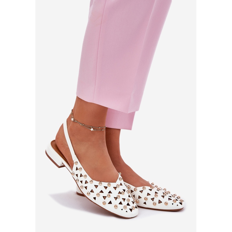 Inna Dekorierte flach -geköpfte Ballerinas weiß 1