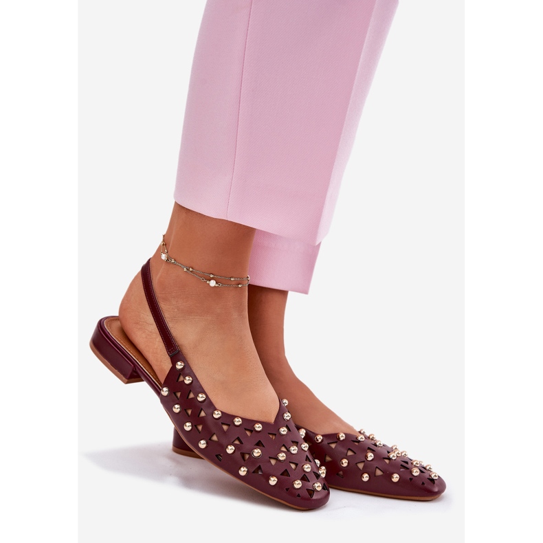 Inna Dekorierte flache Burgunder Ballerinas rot 1