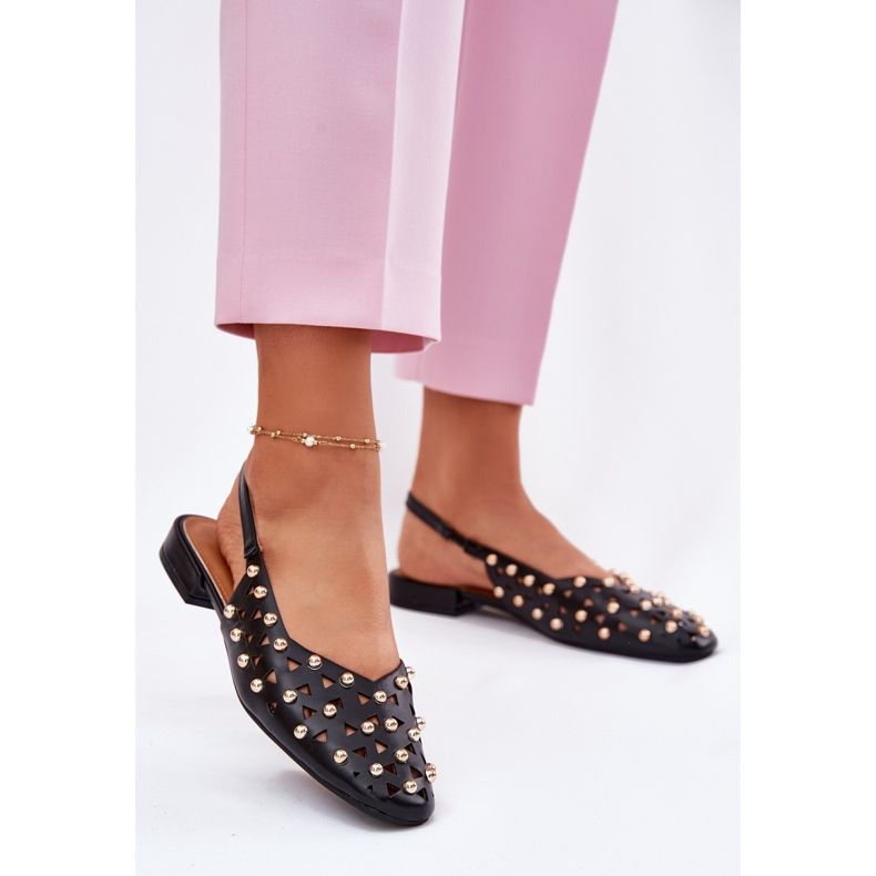 Inna Dekorierte flache Ballerinas schwarz 2