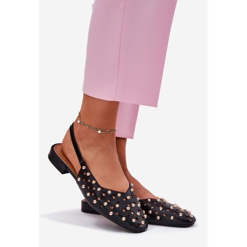 Inna Dekorierte flache Ballerinas schwarz 1