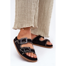 Inna Flip -Flops für Frauen mit Schnallen und dekorativem schwarzem Beschuss 2