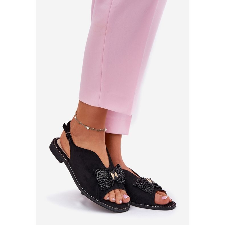 S.Barski Frauensandalen mit flachem Bug s. Barski KV51-014 Schwarz 1