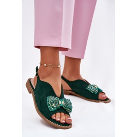 S.Barski Frauensandalen mit flachem Bug s. Barski KV51-014 Green grün 2